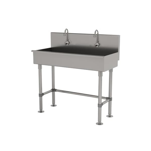 2 Stat 16 Ga. 304 SS ADA Floor Mt Square Corner Sink - Electric Faucet